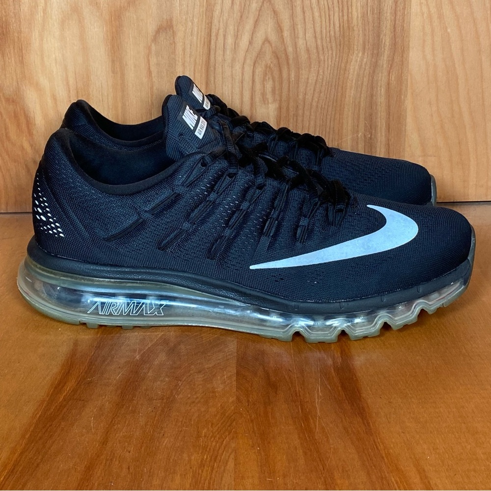 Womens 10 Men's 8.5 Nike Air Max 2016 Athletic Shoes Black Silver SEF1460